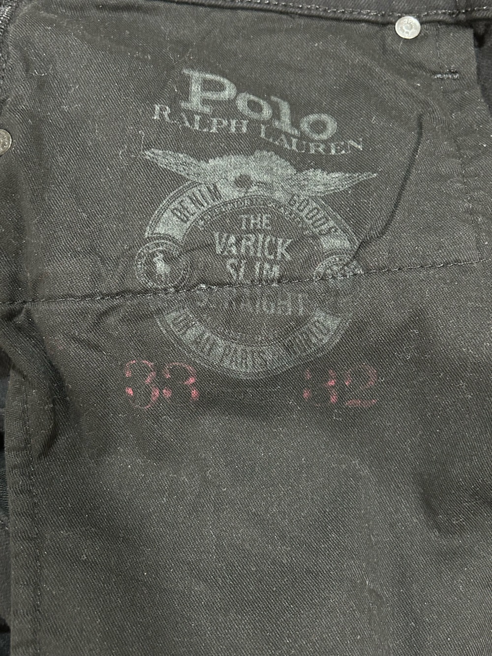 POLO RALPH LAUREN VARICK SLIM STRAIGHT JEANS BLACK 33x32 - Picture 7 of 15
